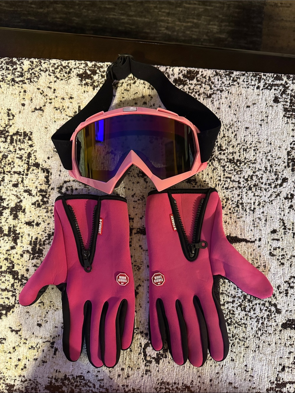 Wind stopping cloves and ATV riding goggles